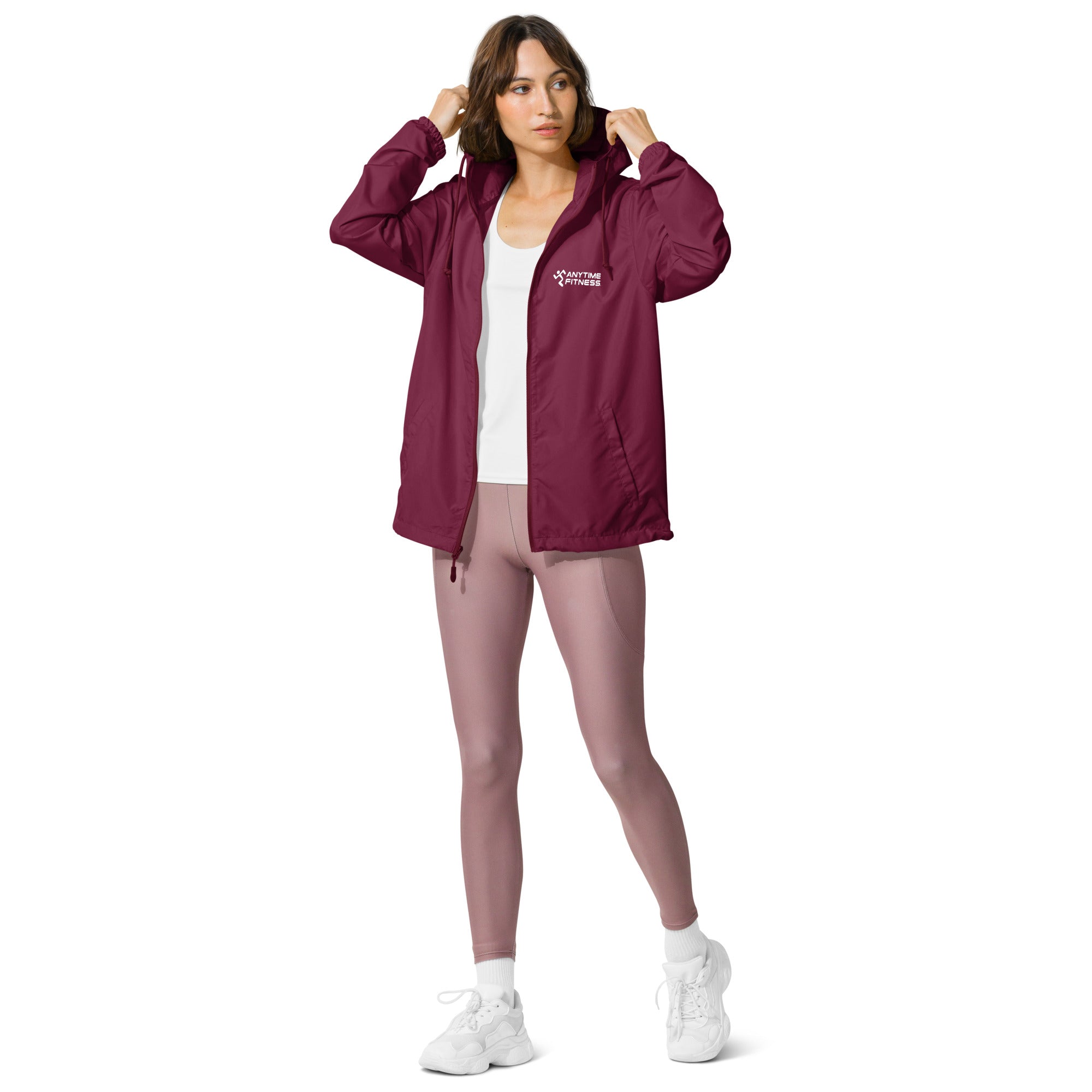 Burgundy and sales white windbreaker