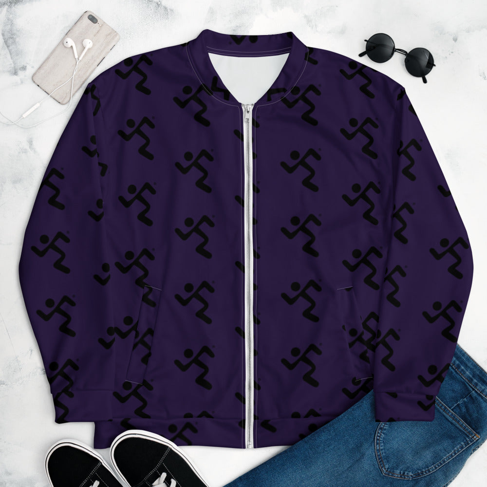 Dark Purple + Black Running Man Pattern (Unisex) Bomber Jacket – Anytime  Fitness Dallas