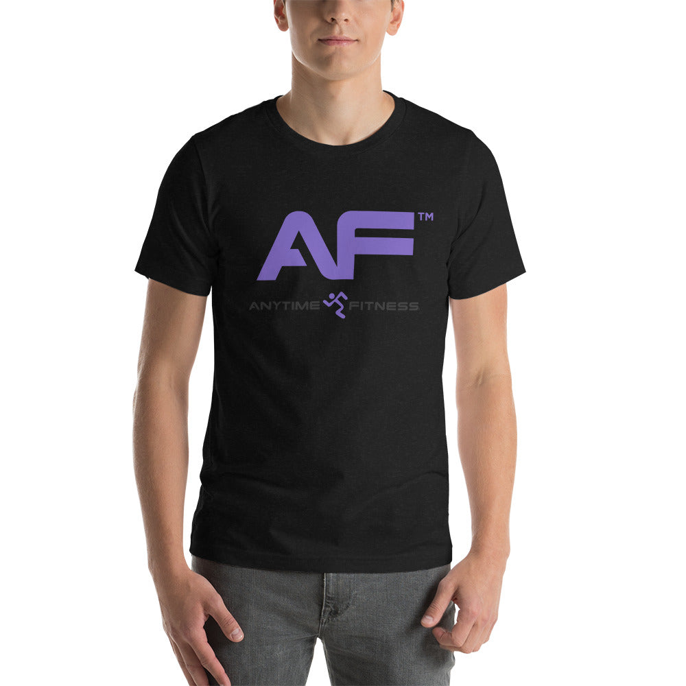 Heather Black) Purple AF Logo + Long Logo Color Short-Sleeve